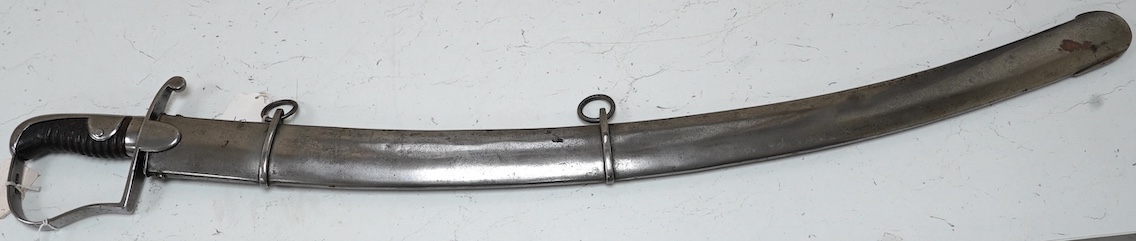 A 1796 pattern light cavalry trooper’s sword in steel scabbard, blade 82cm. Condition - good, cleaned